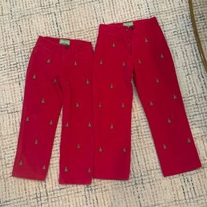 Castaway Red Corduroy Christmas Tree Pants